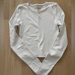 Aritzia Babaton Classic Cropped White Long Sleeve Tee
